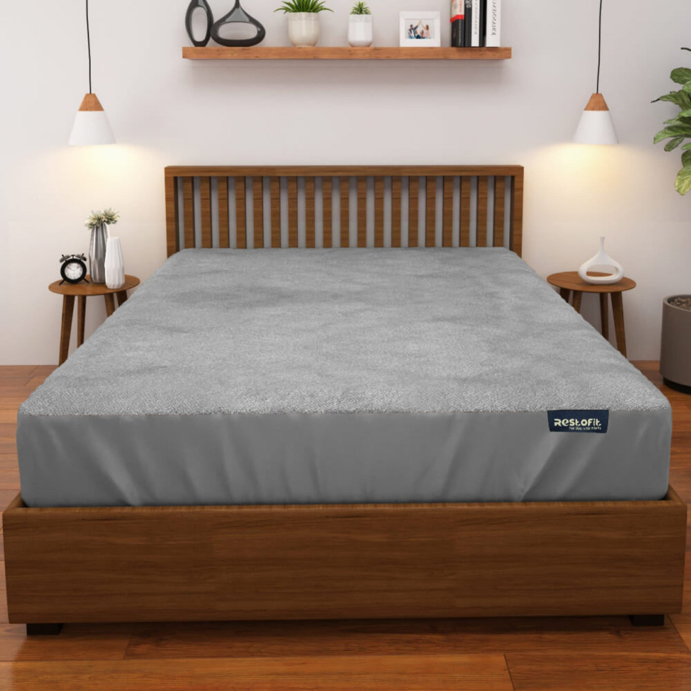 Buy 72x48 Inch Grey Double Bed Waterproof Mattress Protector